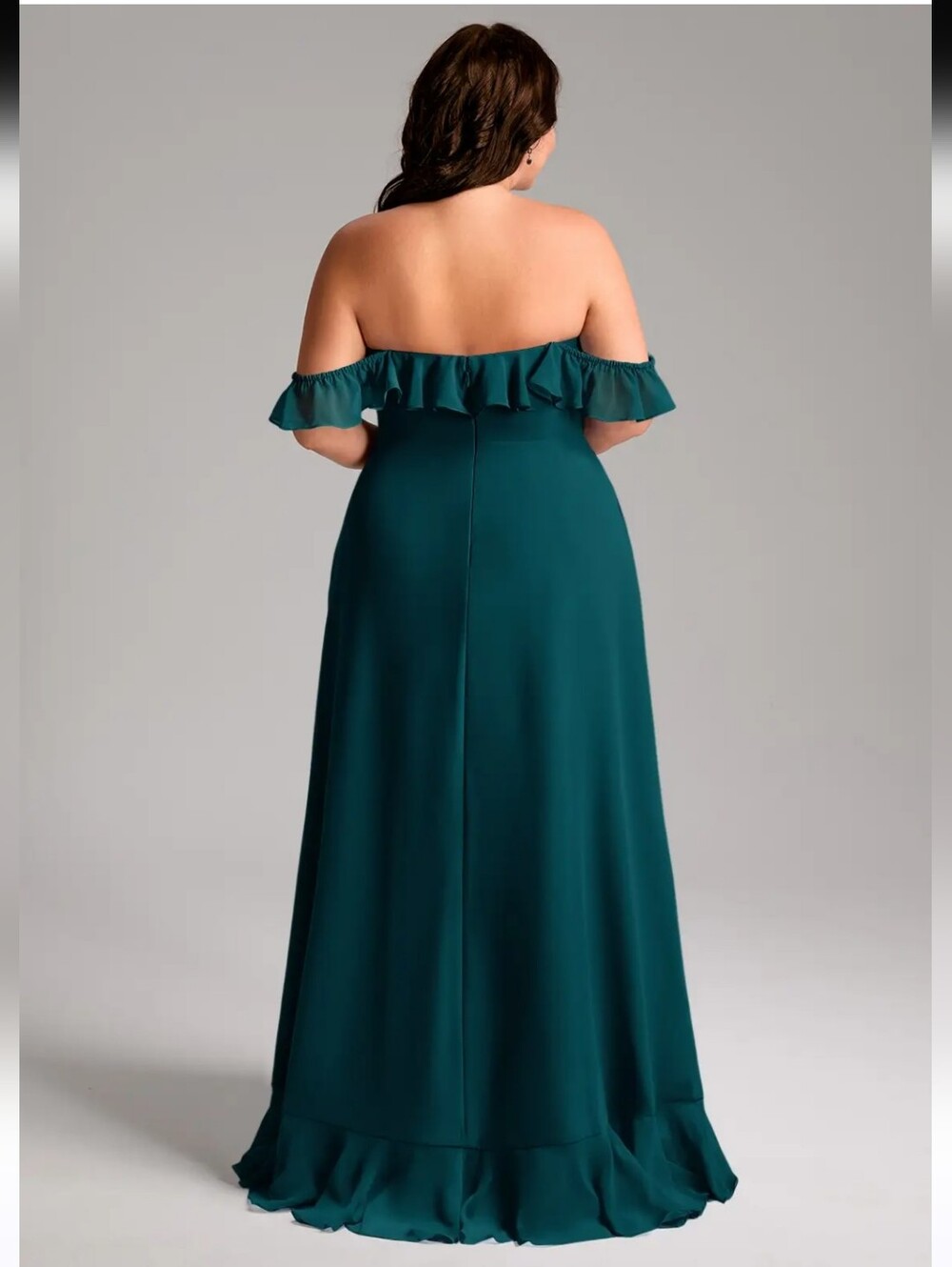 AZAZIE Teal Ruffle V-Neck Maxi Dress Gown Sx A26 - Picture 5 of 12